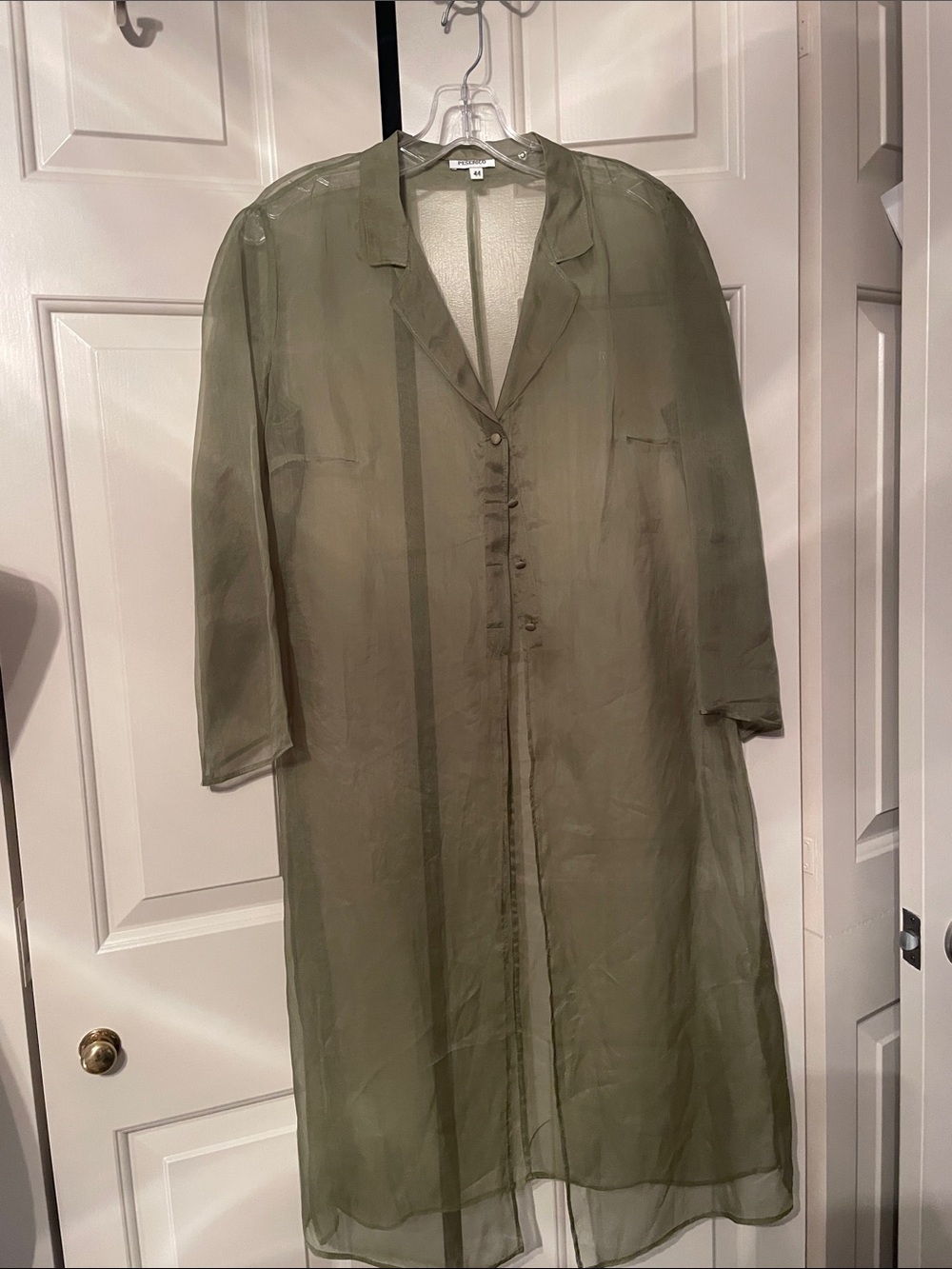 Peserico Olive Sheer Relaxed Button-Down jacket